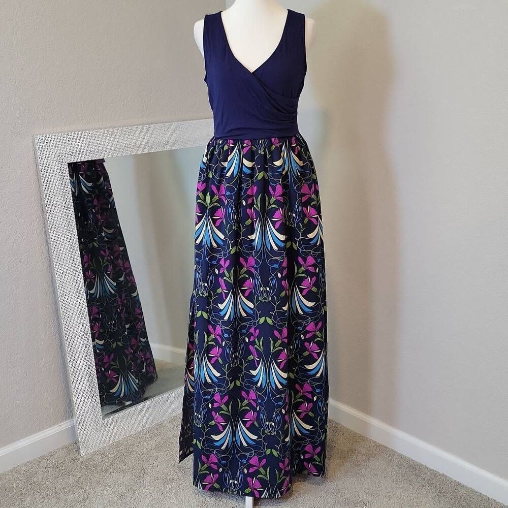 ModCloth Faux Wrap Sleeveless Maxi Dress  Floral Size S